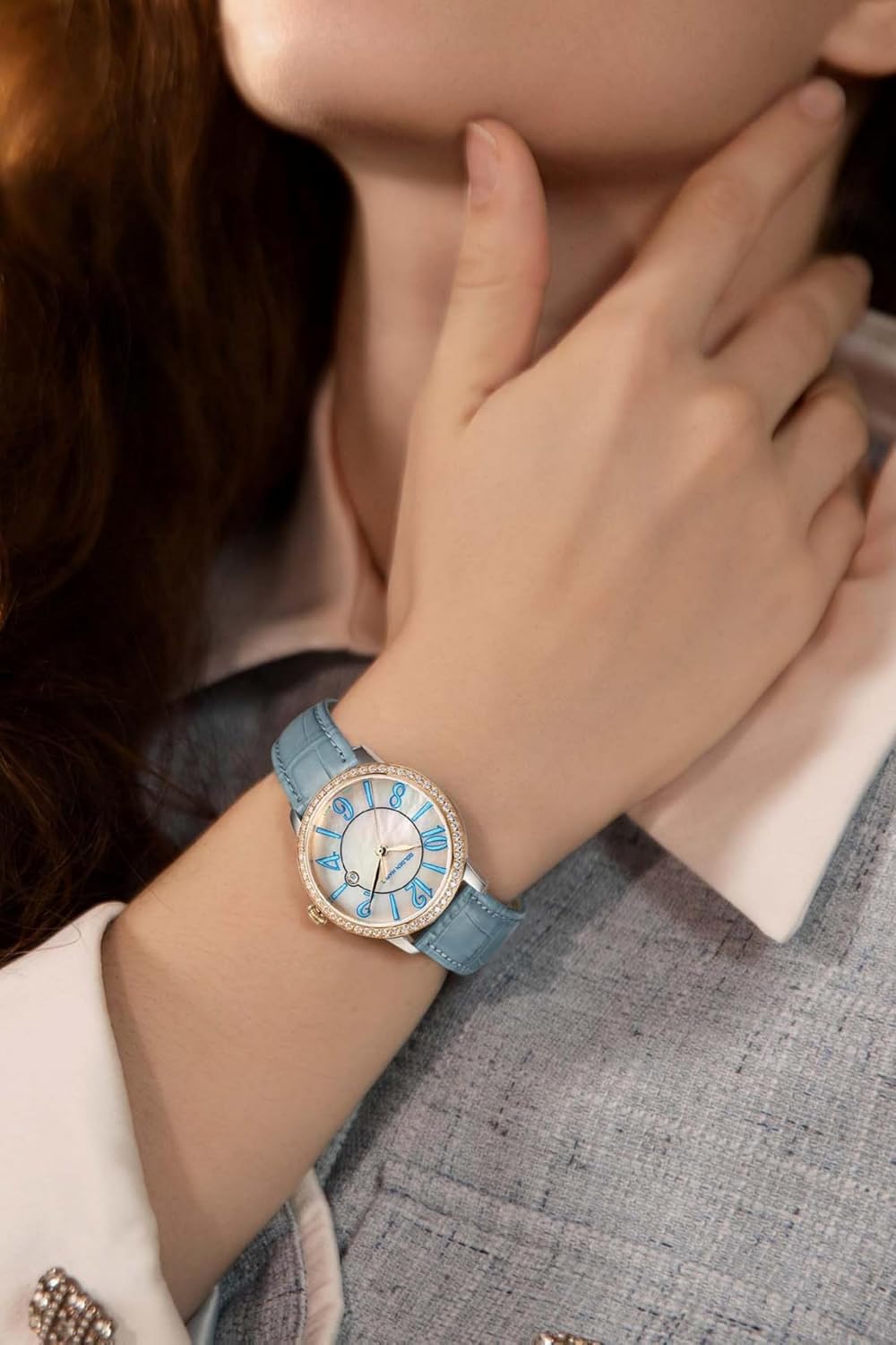 Dainty Watches for Women, Mother-of-Pearl Dial and Swiss Quartz Movement, Ladies Watch with Leather Strap