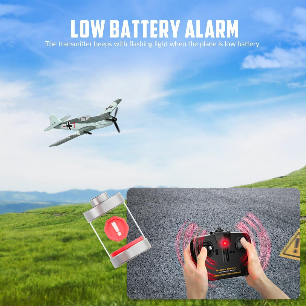 RC Plane, 3 Channel Remote Control Plane for Beginners & Adults | BF109 Fighter RTF, 2.4GHz, 6-Axis Gyro Stabilizer