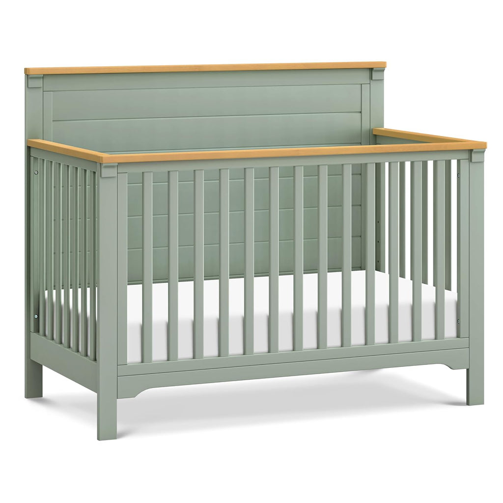 Shea 4-in-1 Convertible Crib in Light Sage and Honey, Greenguard Gold and FSC Certified
