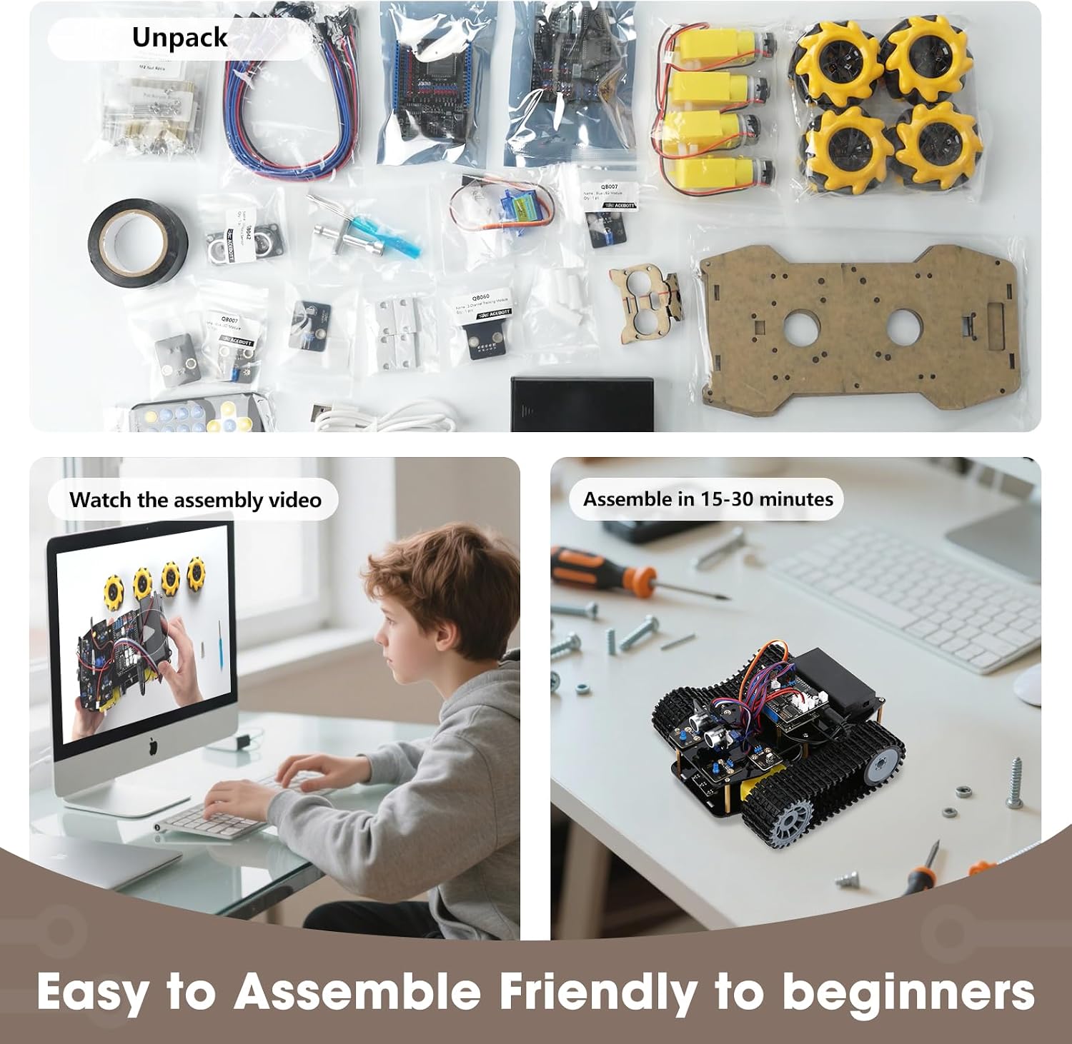 Robotics Kit for Kids Ages 8–12, Smart Robot Tank Car Compatible with Arduino & Scratch & Python, STEM Toys for Boys