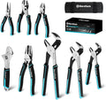 8-Piece Pliers Set with Rolling Pouch, Premium Cr-V/Cr-Ni Construction, (12", 10", 8" Groove Joint Pliers, 8"