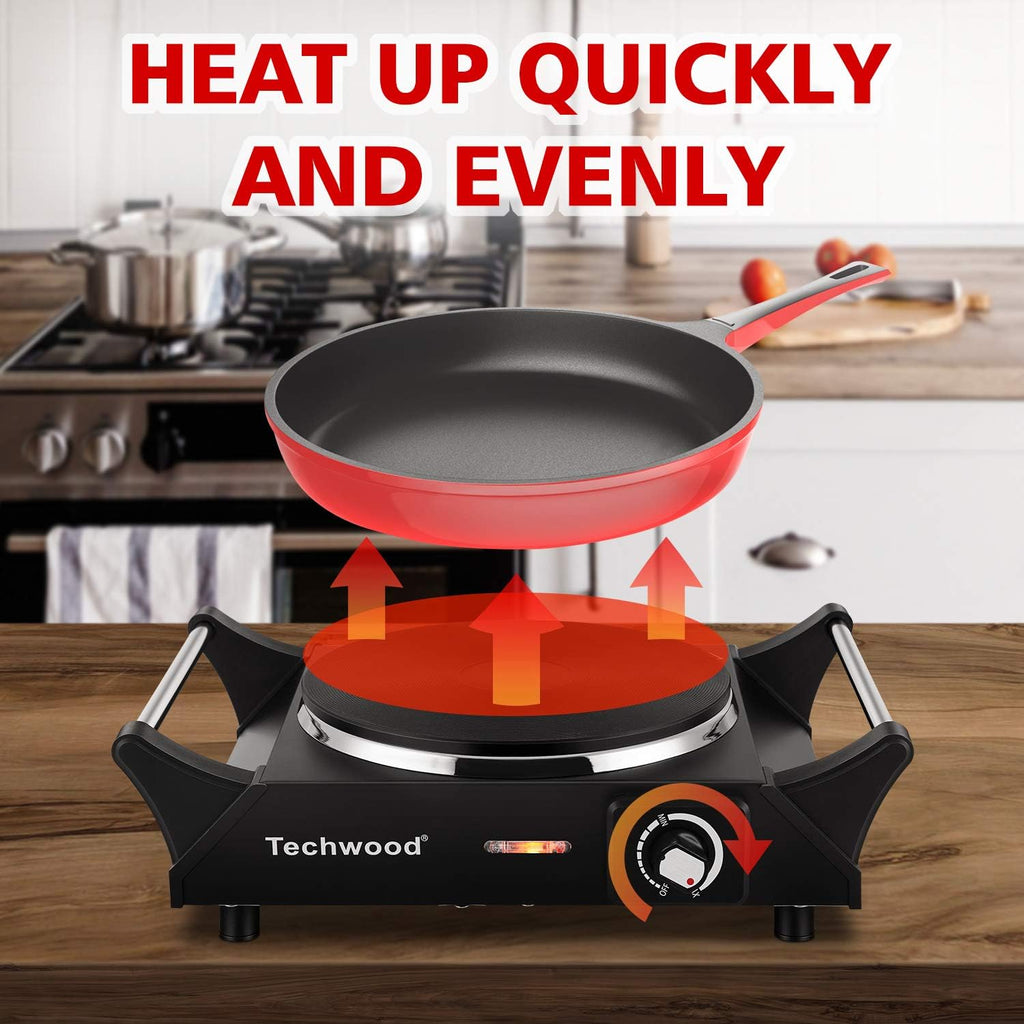 Hot Plate, Techwood Electric Stove for Cooking, 1500W Countertop Single Burner with Adjustable Temperature and