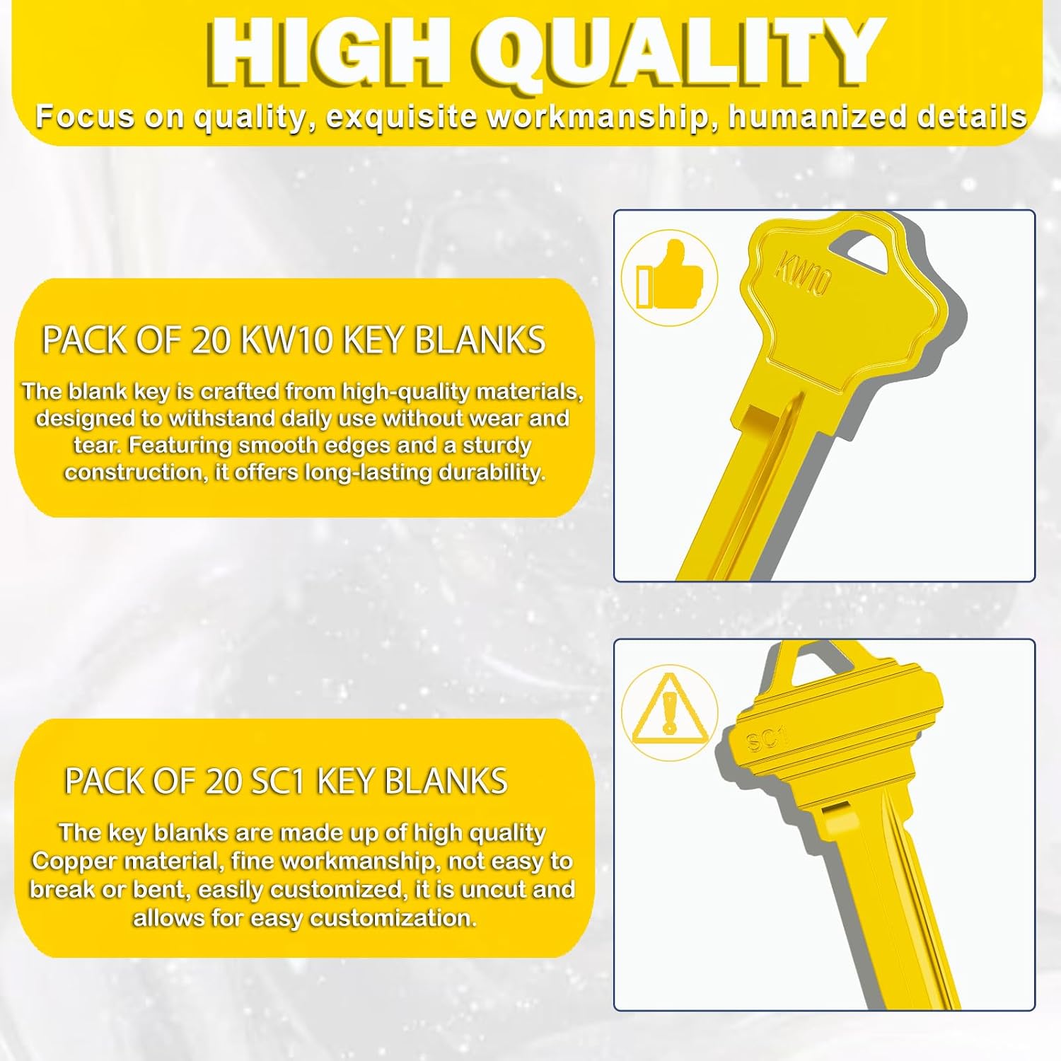 KW10 & SC4 Key Blanks in Premium Quality Brass Assortment | Uncut Copper Key Blanks for Home and Professional Use