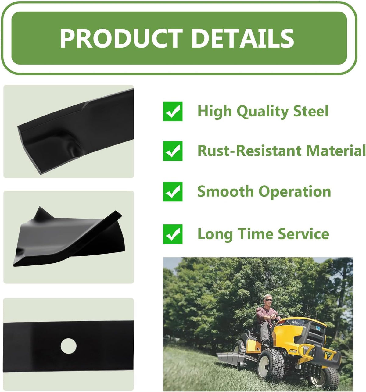 60" Deck Replacement Lawn Mower High Lift Blades for M128485 M131958 M144196 M163983 TCU15881 - Compatible with John Deere 1023E 1025R 737 757 797 997-3 Pack