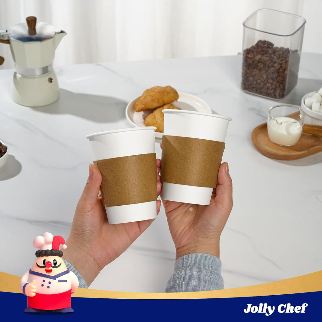 500 Pack Paper Coffee Cups Sleeve Brown