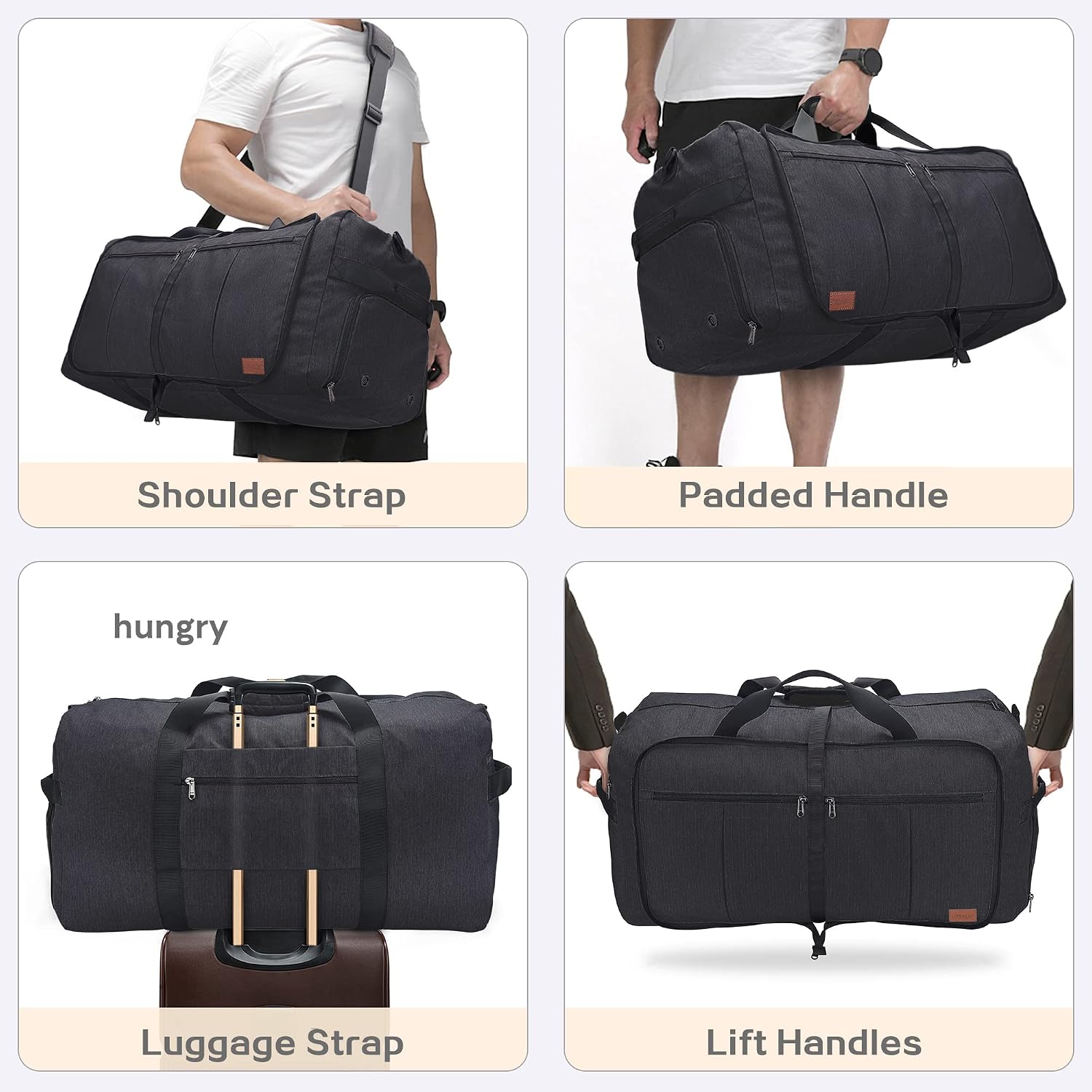 100L Travel Duffle Bag for Men, Urtala 32” Large Duffle Bag for Traveling with Shoe Compartment, Foldable Travel
