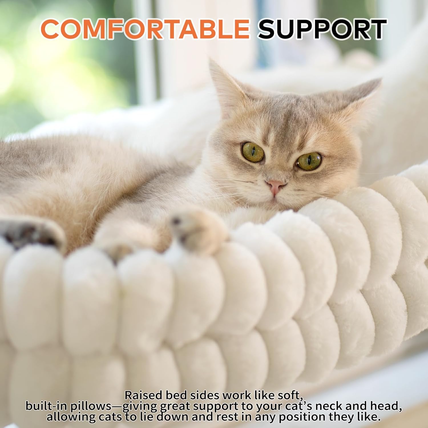Cat Window Perch for Indoor Cats Hammock for Window with Reversible Cushion, Foldable Cat Window Bed for Large Cats
