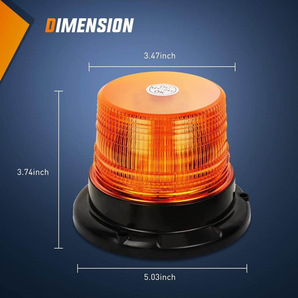 40 LED Strobe Light Amber Warning safety Flash Beacon Lights | 12V-24V with Magnetic and 16ft Straight Cord for