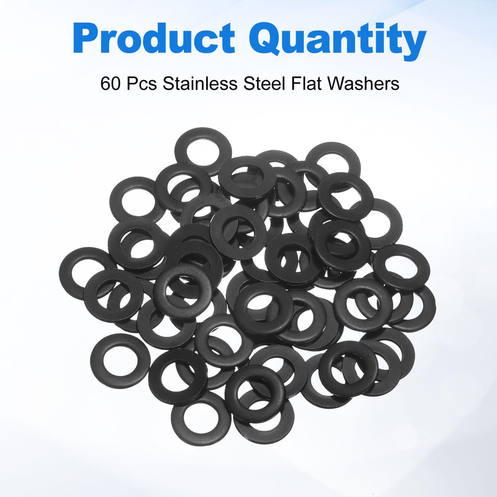 60Pcs M8 304 Stainless Steel Flat Washers ID 8mm, OD 16mm, Thk 1.5mm