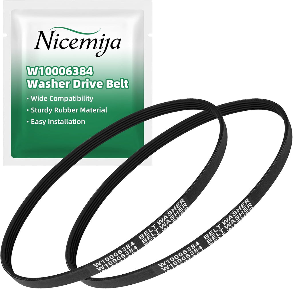 2 Pack W10006384 Washer Drive Belt for Whirlpool Kenmore Maytag Top Load