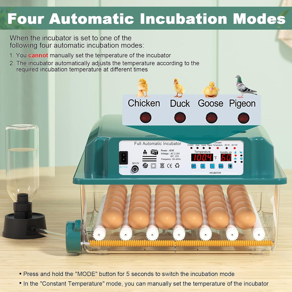 36 Eggs Incubators for Hatching Eggs,Egg Incubator with 4 Automatic Incubate Mode,Chicken Incubator with Automatic