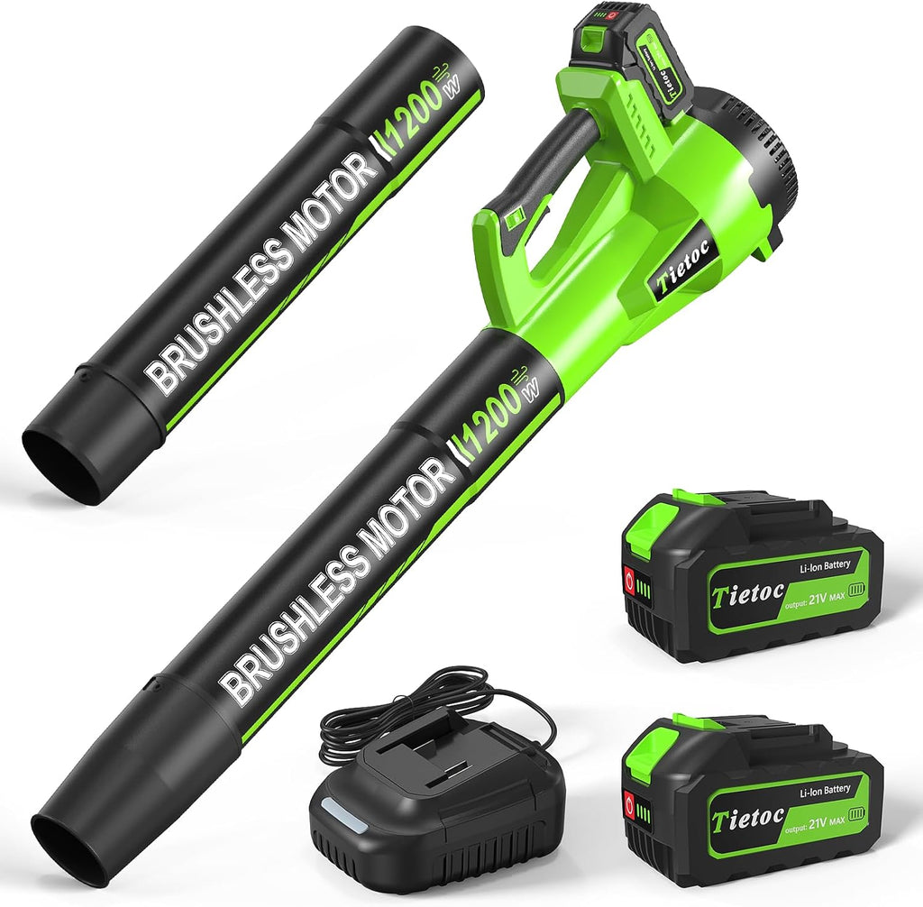 Leaf Blower Cordless - Brushless Motor Electric Blower with 2 Battery
