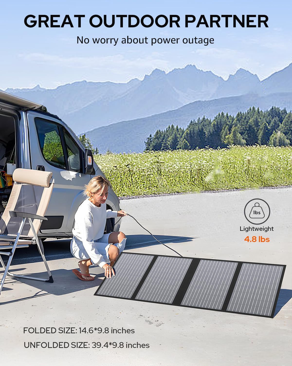 60W Portable Solar Panels, Foldable Solar Panel Charger for Power Station | Foldable Solar Panel High Efficiency with