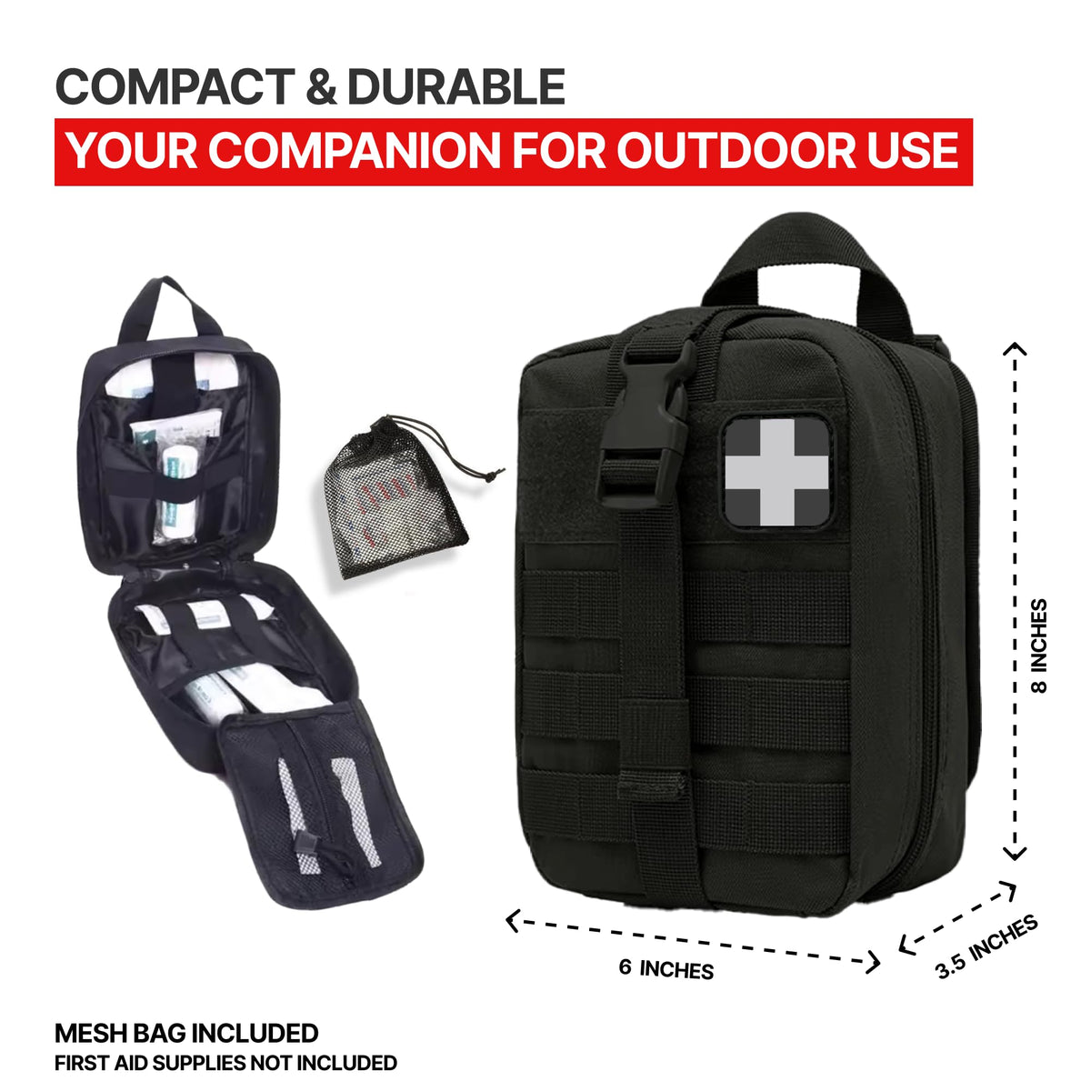 Rip Away MOLLE IFAK Pouch with Quick-Grab Handle-First Aid Kit Trauma Medical Bag-Durable 600D Polyester Emergency