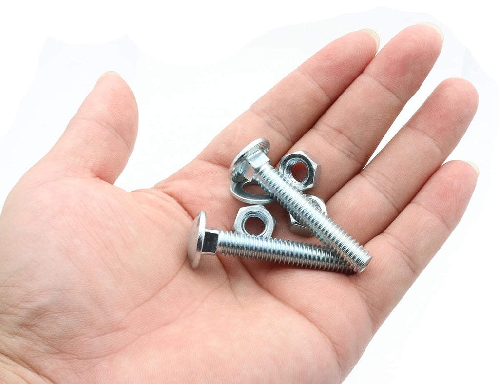 10 Sets Carriage Bolts Screws Assortment Kit, 5/16-18 x 2'' Round Head Square Neck Bolts (with Hex Nuts and Flat