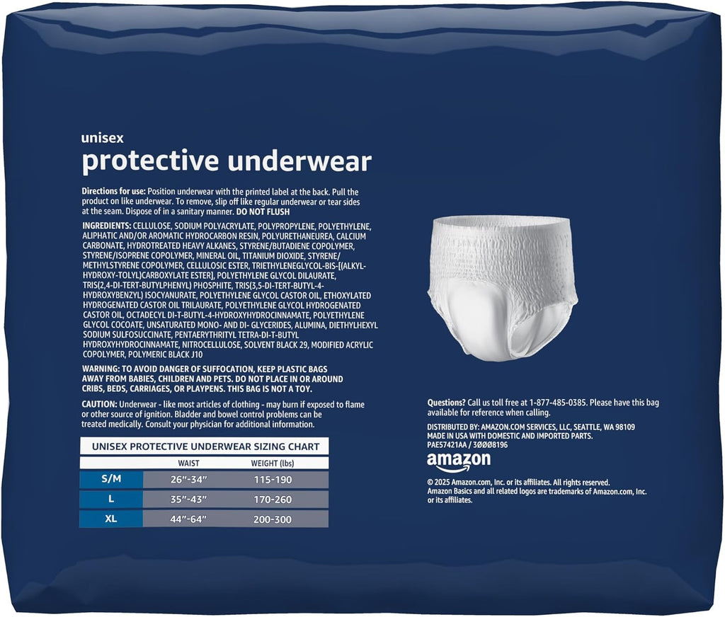 Unisex Protective Underwear, Overnight Absorbency, Extra Large, 12 Count