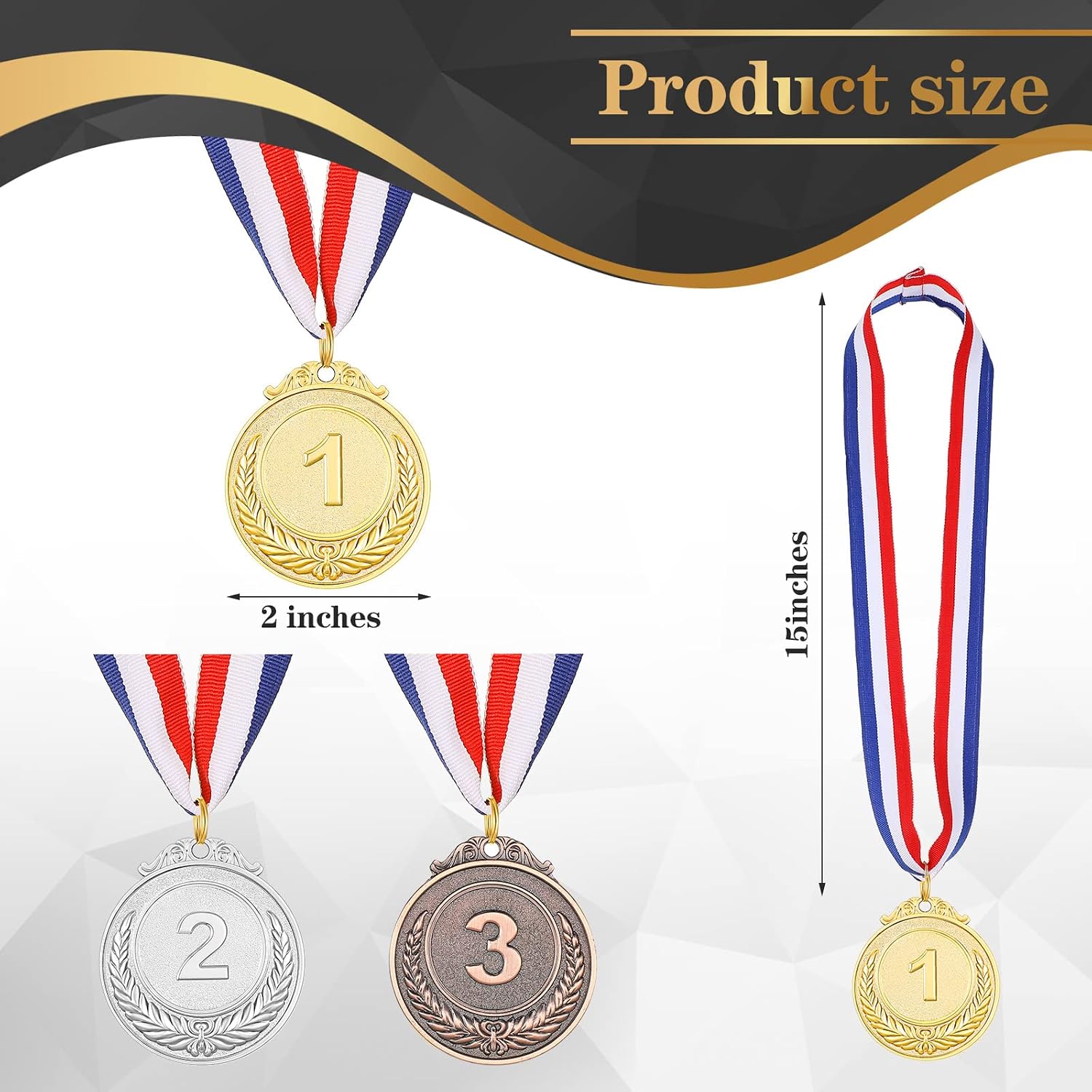 72 Pcs Gold Silver Bronze Award Medals Winner Medals Metal Participation Medals with Neck Ribbon 1st 2nd 3rd Prize