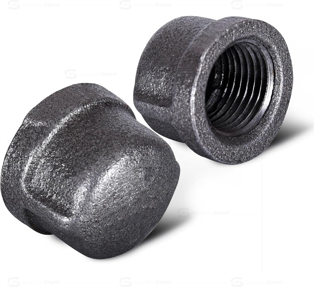 SUPPLY GIANT CNDQ0114 1-1/4" Black Malleable Iron Pipe Cap for 150 lb Applications with Female Thread, 1-1/4 in