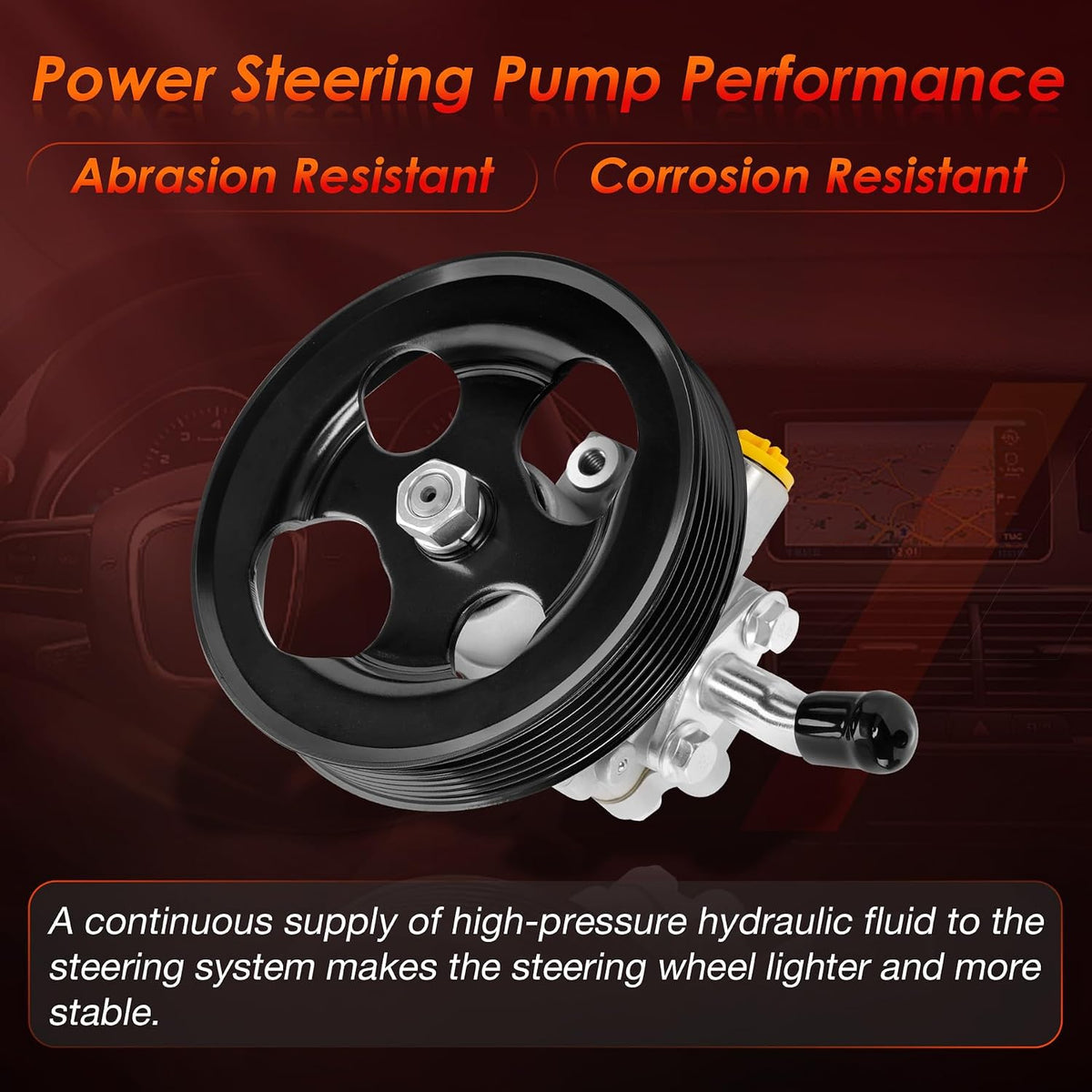 Power Steering Pump with Pulley, Compatible with 2004-2011 Nissan Titan/Armada/Pathfinder and Infiniti QX56, Only Fits 5.6L V8 engines, Replace #21-5366, 49110-7S000, 990-0741, 5898