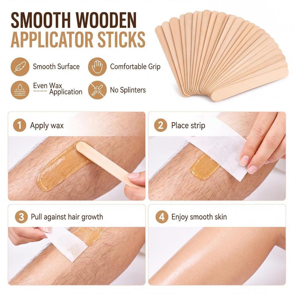 Wax Strips Kit, 250 Pieces Includes Waxing Strips and Smooth Wax Applicator Sticks for Women Men Body Skin Hair