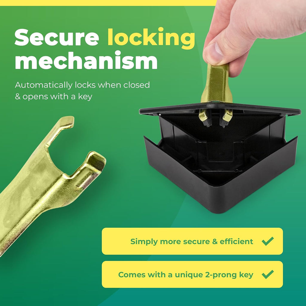 LockBait Pro Mouse Bait Stations | 12 Pack Mouse Bait Box for Outdoor Use | Mice Bait Stations with Keys for Indoor