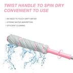 Self Wringing Twist Mops with 57 in Long Handle,Gray Pink