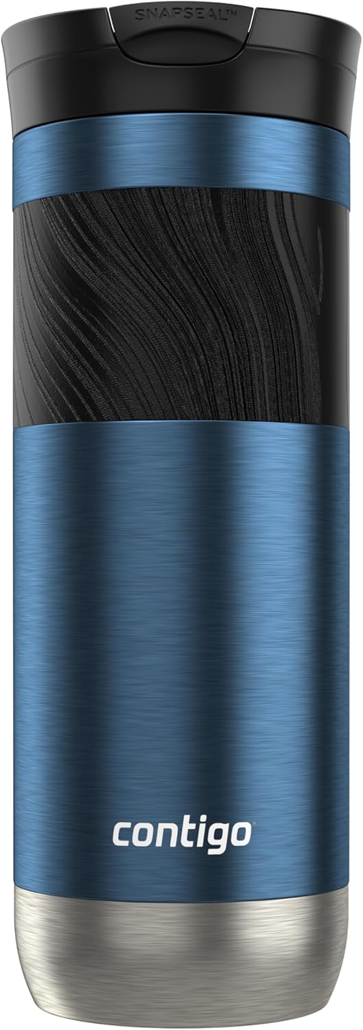 Byron 2.0 Stainless Steel Travel Mug with Snapseal Lid and Grip 20oz, Blueberry, Great for hot and cold beverages