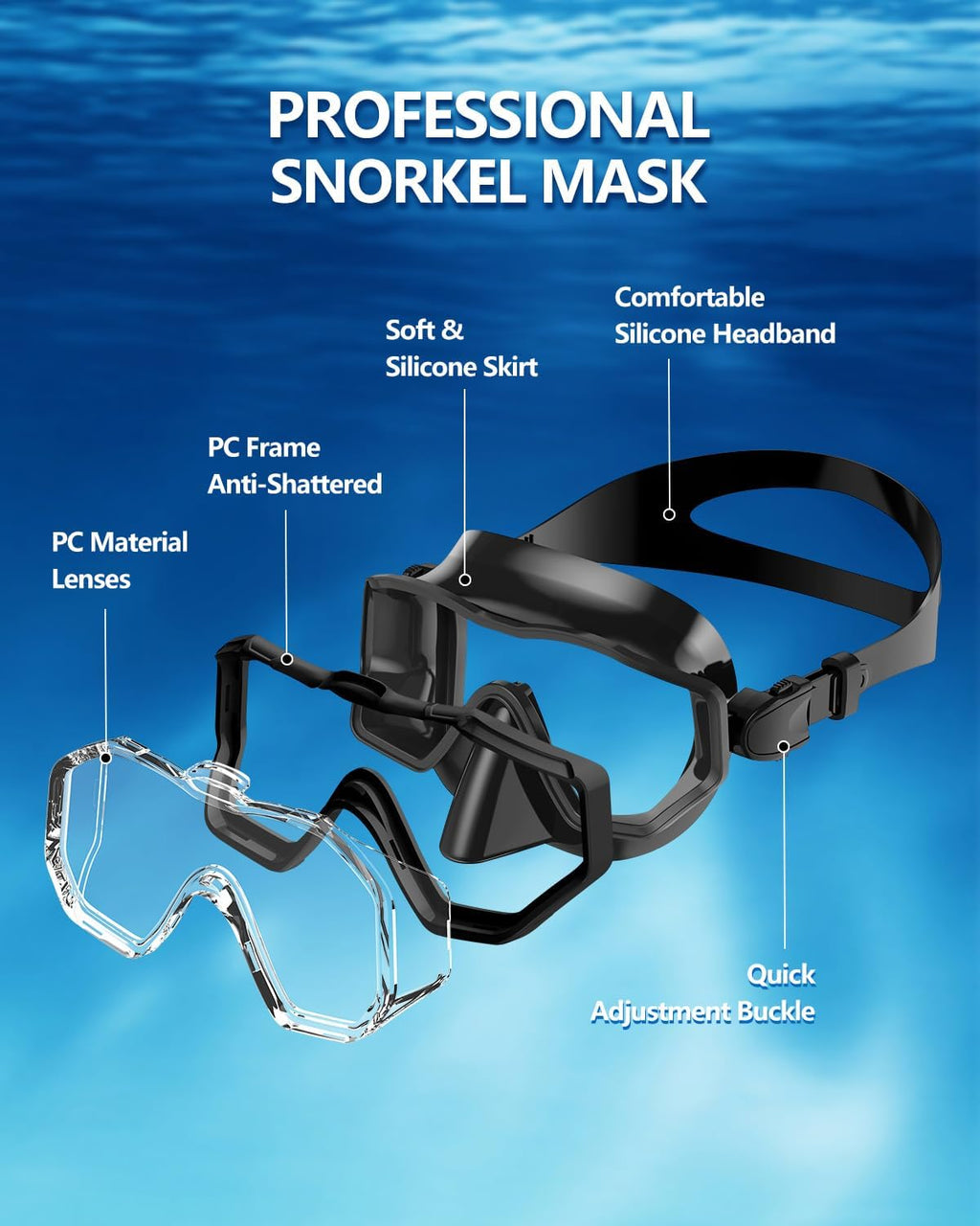 WSTOO Adults Swim Goggles with Nose Cover to Prevent Water Inhaling, Anti-Fog Swimming Mask for Youth Men Women