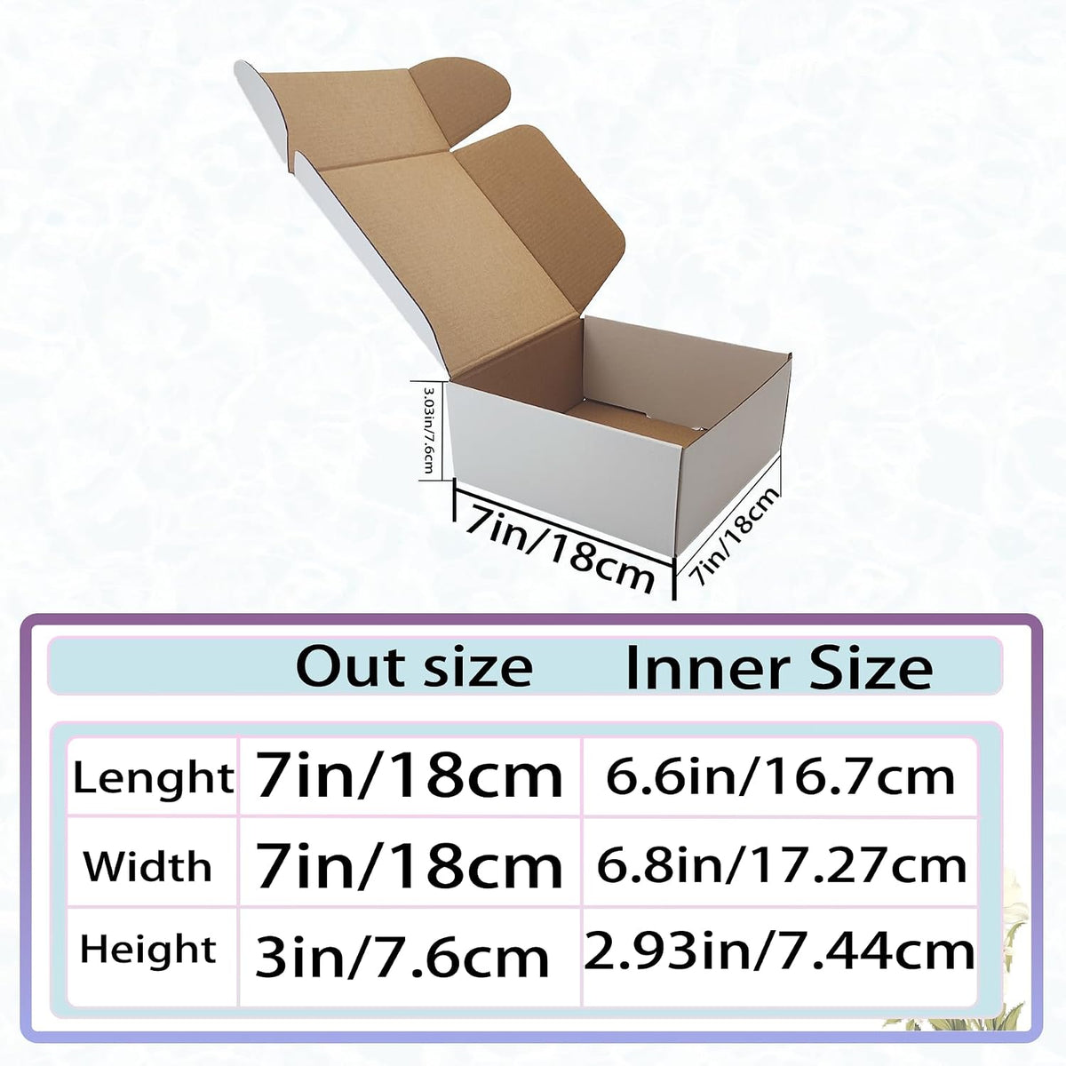 7x7x3 Inch Shipping Boxes 25 Pack,White Craft Gift Boxes,Bulk of Mailers