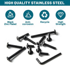 61Pcs M8 Flat Head Hex Socket Cap Screws Assortment Kit, M8x 10mm/12mm/20mm/25mm/30mm/35mm/40mm/50mm/60mm Socket Cap Bolts,304 Stainless Steel 18-8, Full Thread, Black Oxide with Hex Spanner