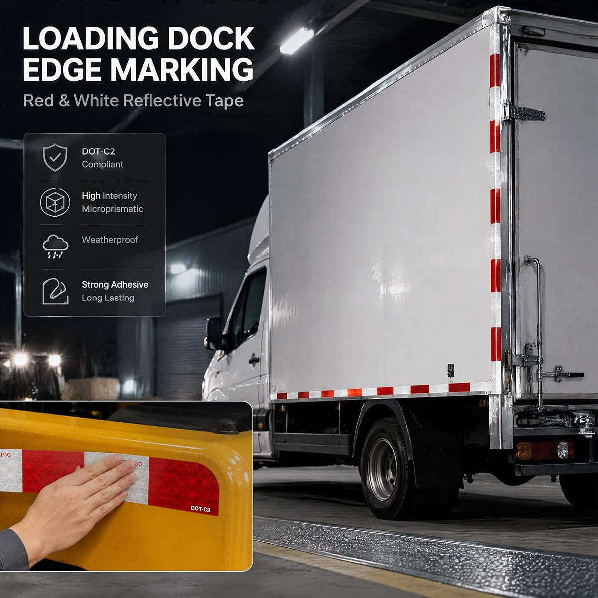 DOT-C2 Reflective Safety Tape 2 Inch x 200 Feet Red White Conspicuity Tape