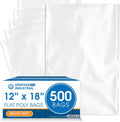 12" X 18" Open-End Flat Poly Bags (500 Count) - 2 Mil Plastic Clear Bags