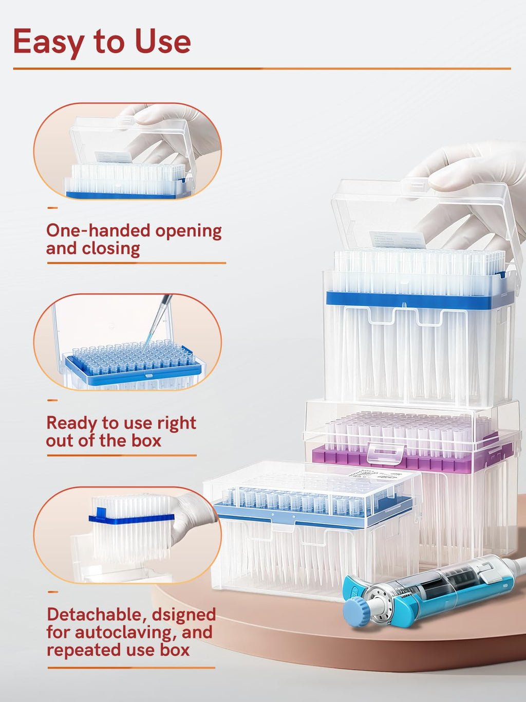 200ul Sterile Filter Pipette Tips, Universal Racked Tips, 960 Tips