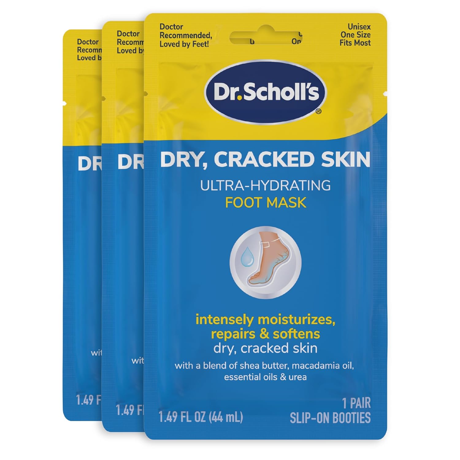 Dry, Cracked Skin, Ultra Hydrating Foot Mask, 3 Pairs Moisturizing Socks: Intensely Moisturizes Repairs and Softens