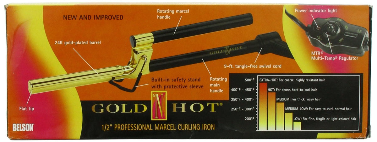 Gold 'N Hot Professional Marcel Curling Iron, 1/2 Inch