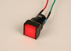 PilotLights 12 Volt DC Pilot Light, 17mm Square Panel Indicator Light - Red LED, 12VDC