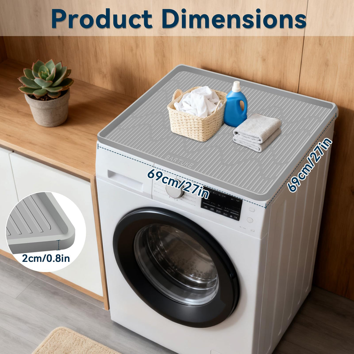 Washer and Dryer Covers for The Top, 27"x27" Dryer Top Protector Mat