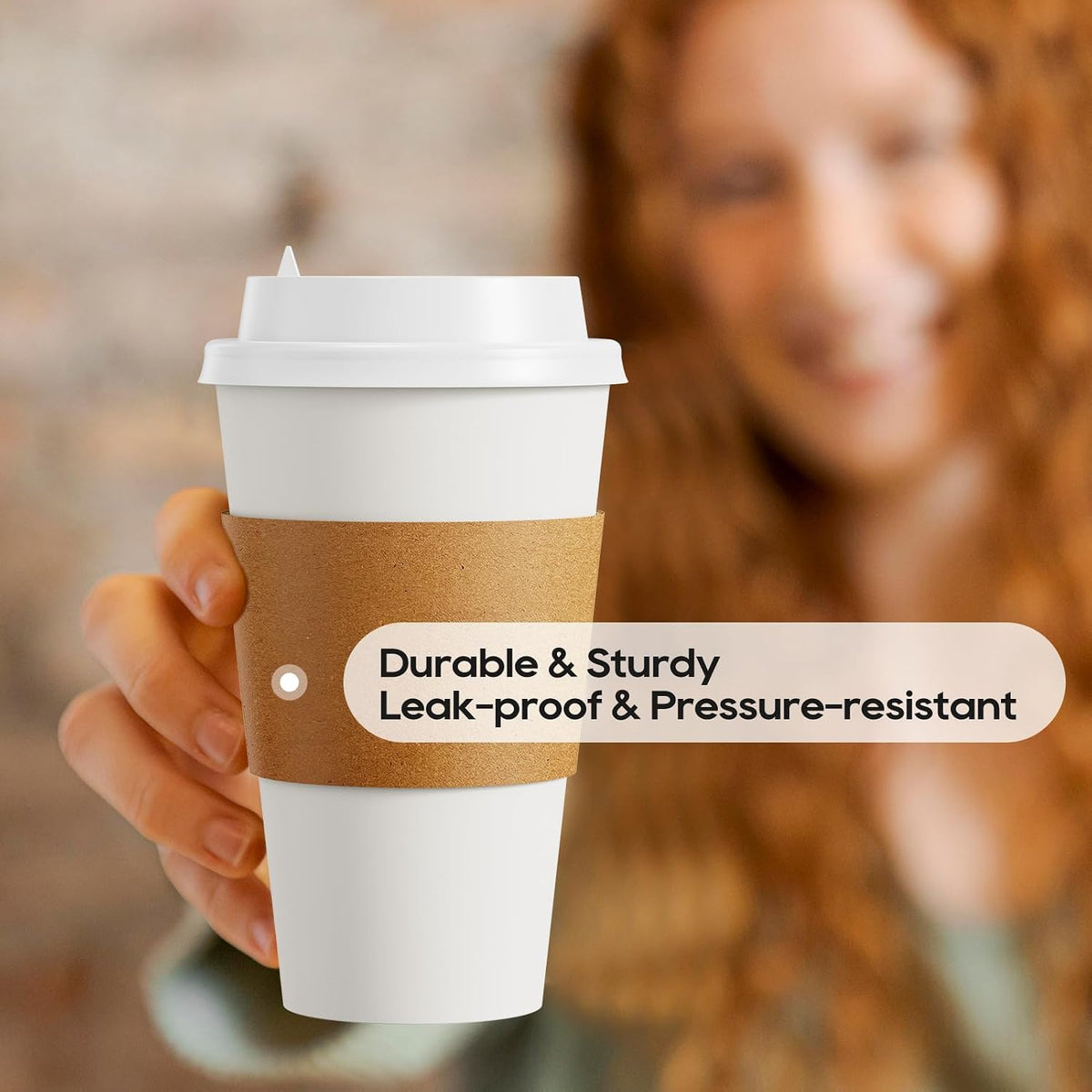 100 Pack 16 oz Disposable Paper Coffee Cups with Lids & Sleeves
