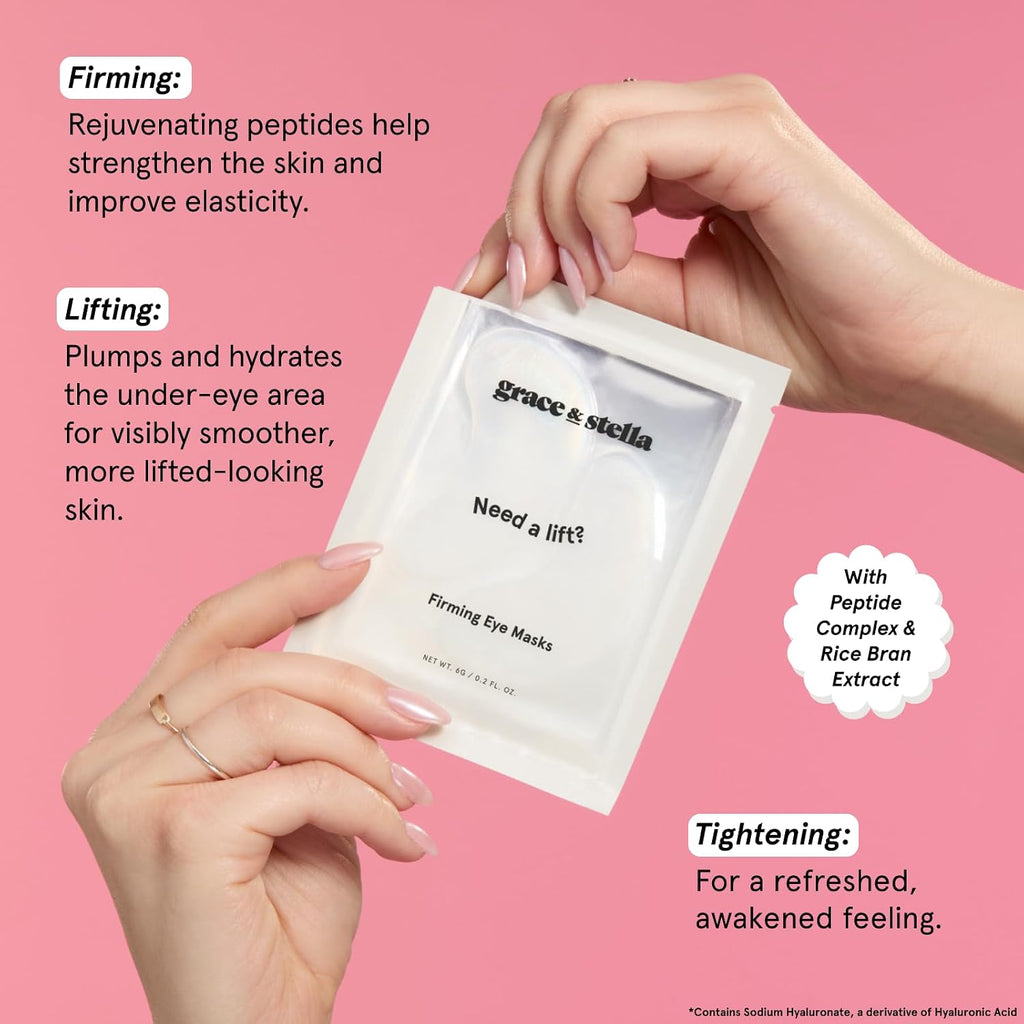 Peptide Under Eye Patches For Puffy Eyes | Niacinamide & Rice Extract - Firming Eye Masks for Dark Circles - Mothers