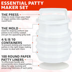 Hamburger Press Patty Maker Set 4 in 1 - Burger Patty Maker, Shaper for BBQ