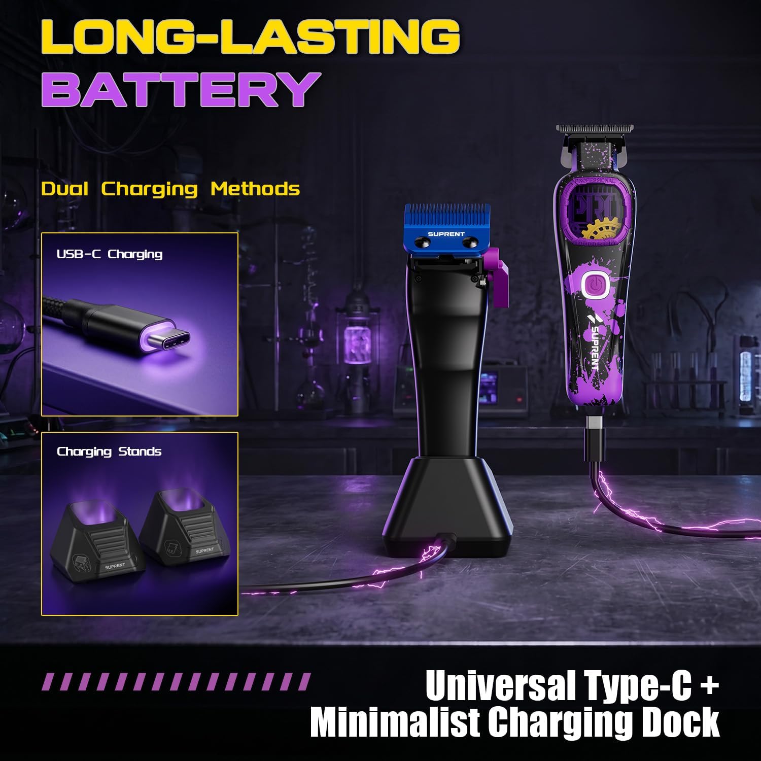 Professional Hair Clippers for Men - Cordless Barber Clippers & Zero-gapped Trimmer Set, High Speed Motor Haircutting