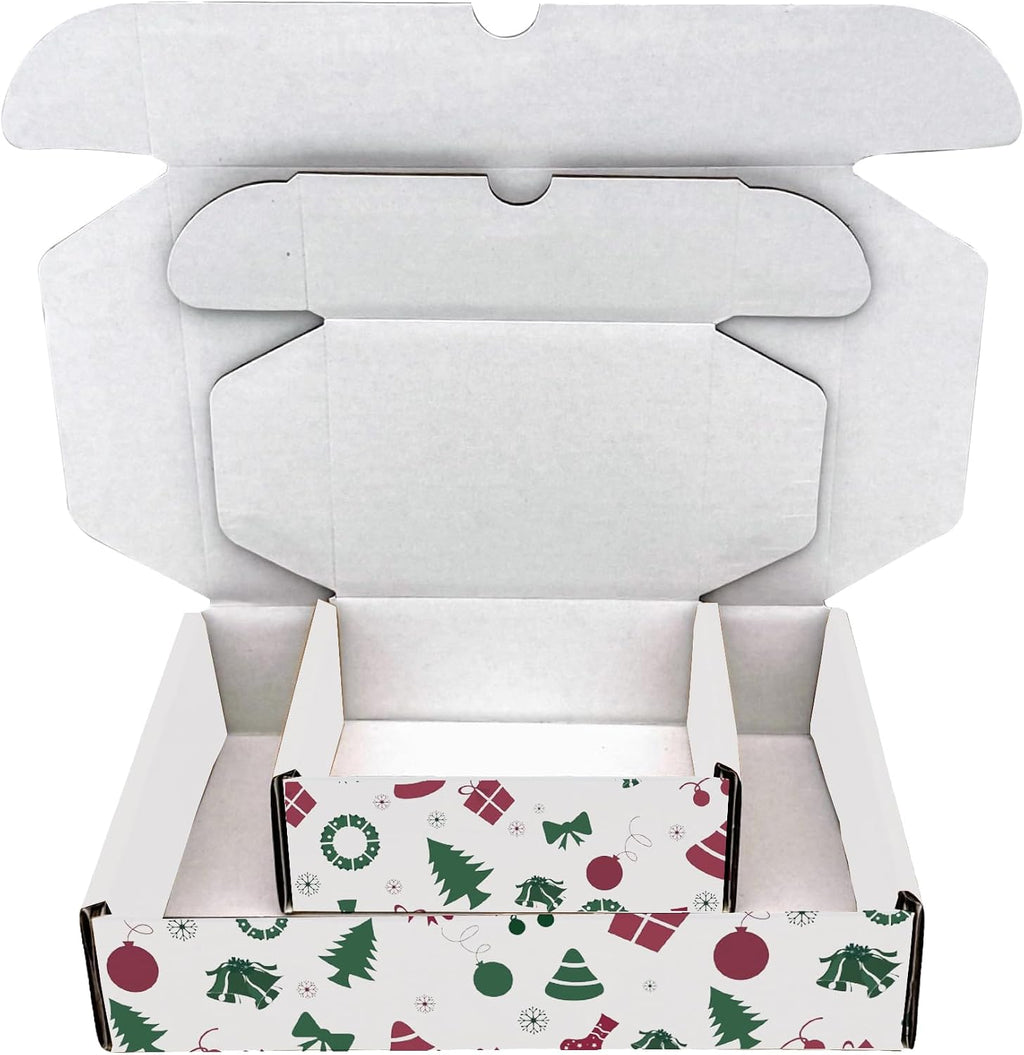 12x9¼x2", X-mas Gift Mailer Boxes, White Christmas Print, 15 Pcs