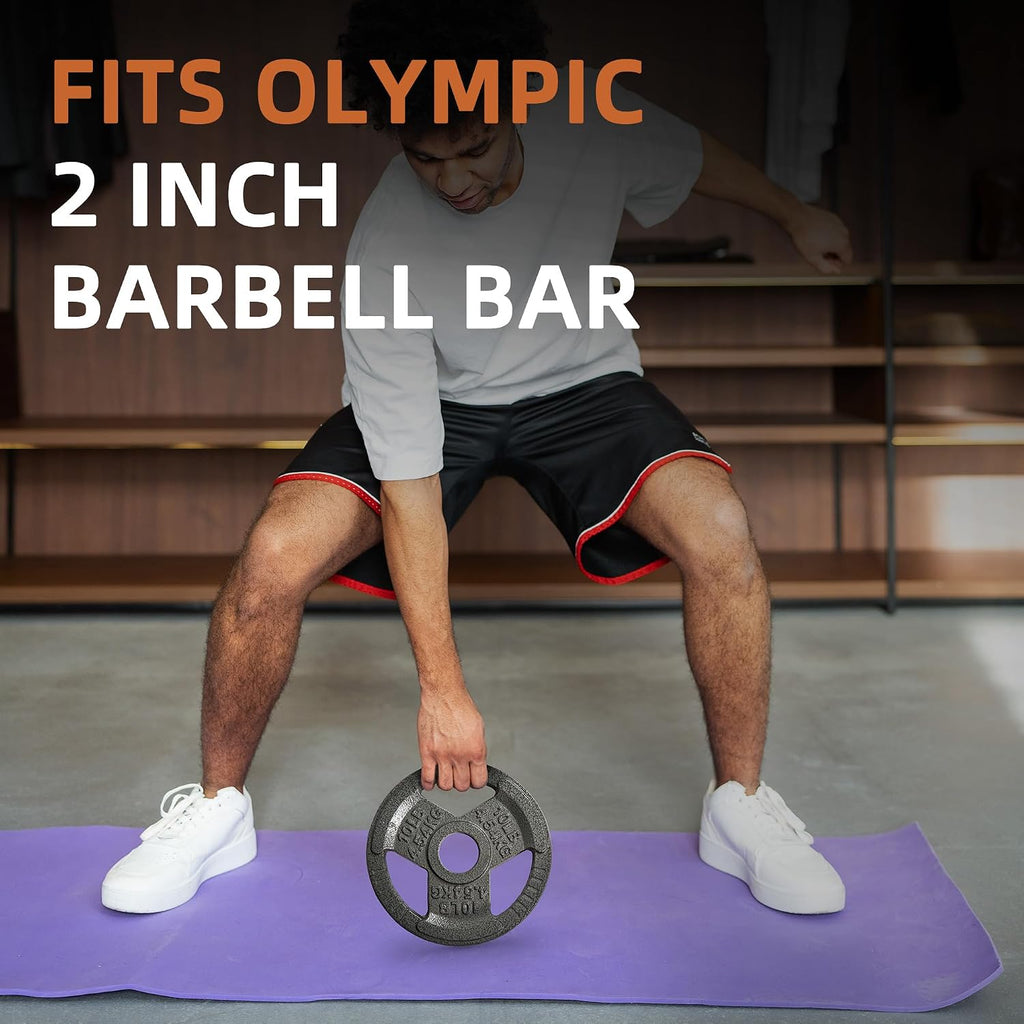 2 Inch Olympic Barbell Weight Plates Set, 70/120 LB Barbell Weight Set for Home Gym Strength Training, Triple-handle