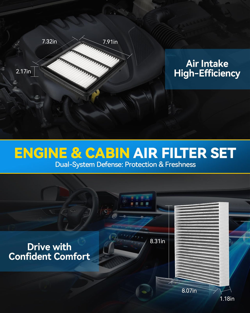 PHILTOP CA12932+CF11182 Engine & Cabin Air Filter Set