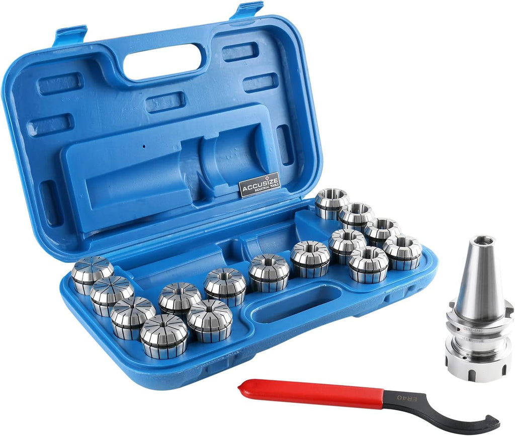 Accusize CAT40 ER40 Collet Chuck Set, 15 Pc, G6.3 12000 RPM