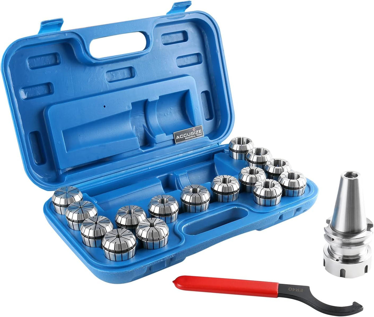 Accusize CAT40 ER40 Collet Chuck Set, 15 Pc, G6.3 12000 RPM