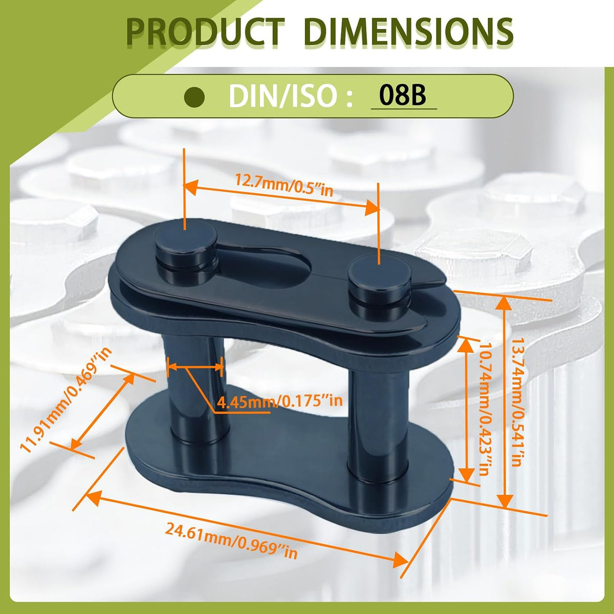 08B Roller Chain Connecting Link - 1/2" Pitch, ANSI-Compatible, Carbon Steel, 5-Pack for Chain Length Adjustment & Repairs
