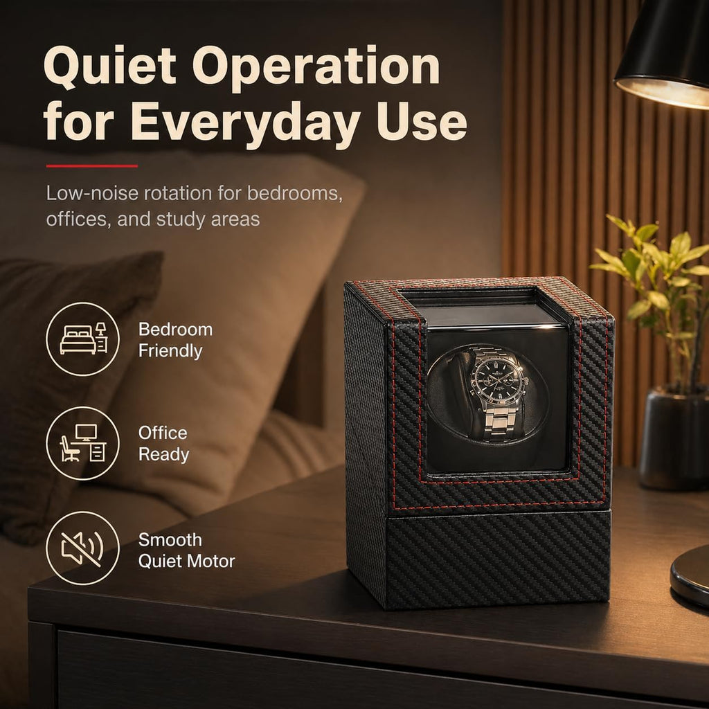 Automatic Watch Winder for Automatic Watches, Single Watch Winder Box with Quiet Motor, Wooden Watch Winder Case with