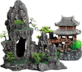 Extra Large Aquarium Decorations, Resin Castle and Artificial Rock with Plants (Ancient Temple with Mountain) Fish
