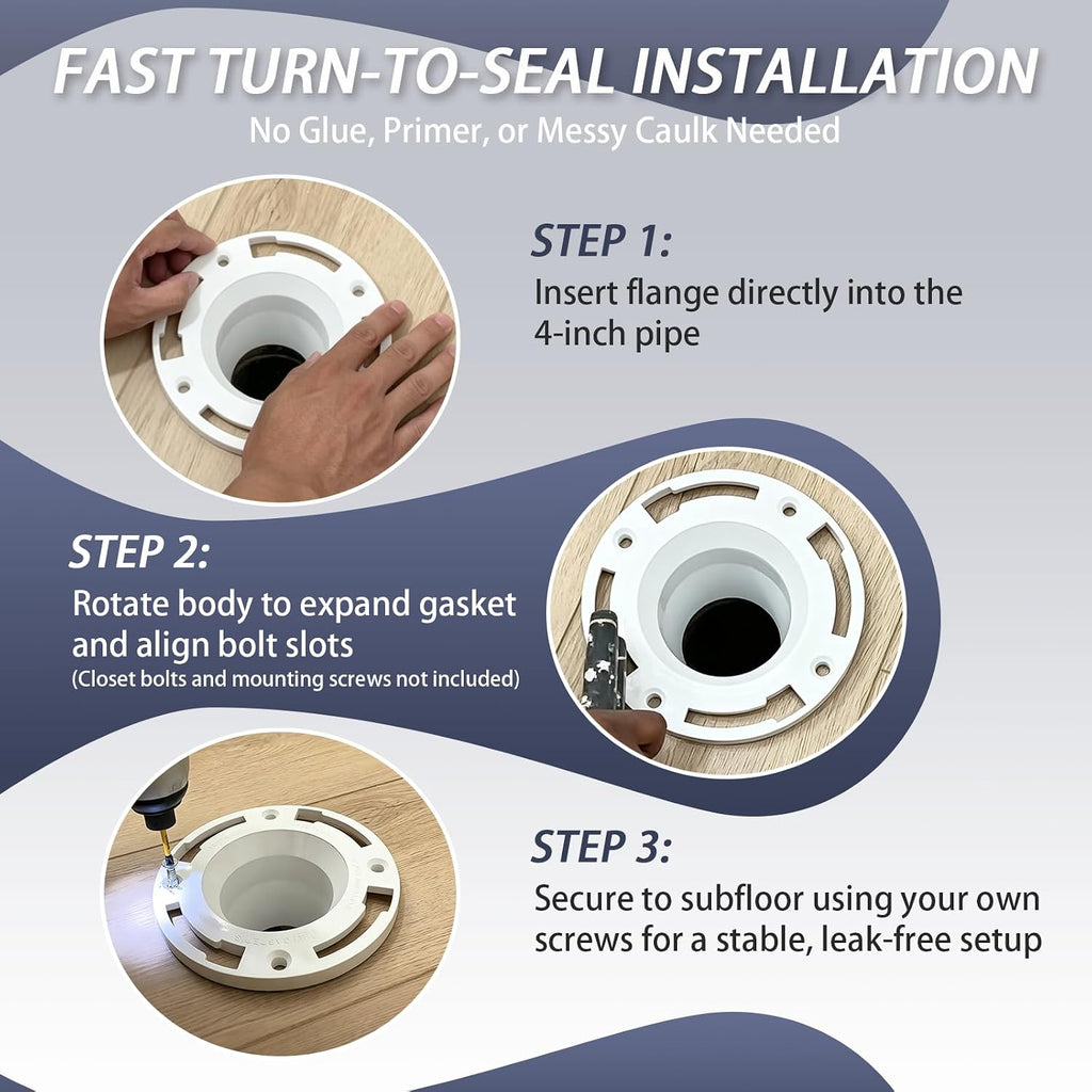 2-Pack 4" PVC Toilet Flange Replacement for Inside Cast Iron Pipe